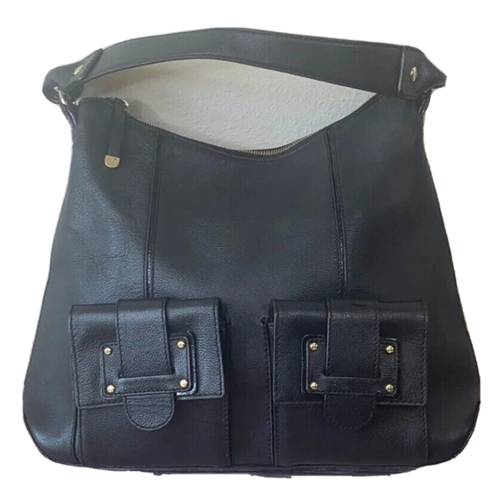 Kate Spade Womens L Black Leather Tronar Pockets Boho Shoulder Tote Bag Dustbag